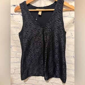 Banana Republic Blouse Dark Blue Tiger Stripe Lace Sleeveless Size XS
